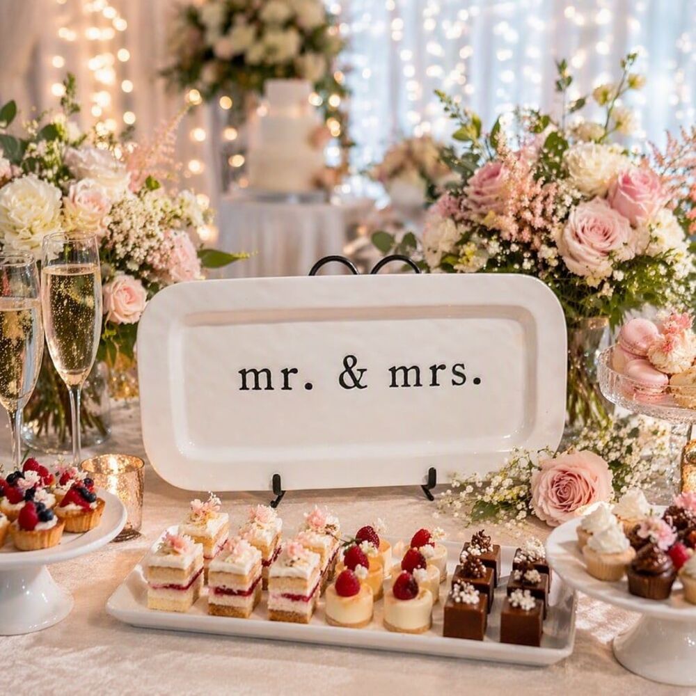 Mud Pie Ceramic "Mr. & Mrs." Serving Platter – Perfect Wedding/Anniversary Gift